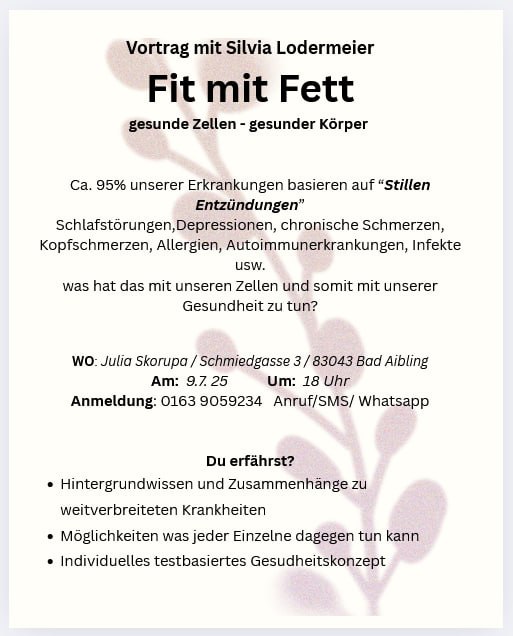 Vortrag Silvia Fit durch Fett Vortrag von Silvia Fit durch Fett